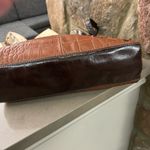 Stone Mountain Brown Leather Satchel with Crocodile Pattern and Silver Accents Photo 4