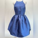 Wendy Bird Formal Party Dress Navy Blue Satin Halter Neckline Fit and Flare 2 Photo 1