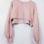 Aritzia COZY AF Pink Cropped Fleece Sweatshirt Long Sleeves Size 2 Photo 0