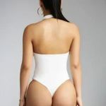 Naked Wardrobe So Twisted Halter Bodysuit in White Photo 4