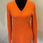 Mountain Lake Orange V-Neck Women's cable knit Sweater Photo 0