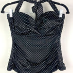MiracleSuit ‎ Black White Polka Dot Retro Ruched Side Seams Tankini Swimsuit Top Photo 0