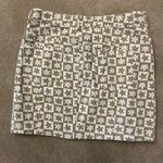 Super cute checkerboard floral mini skirt, tan and white denim Photo 1