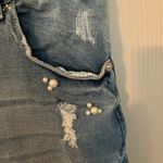 Hammer Jeans  light wash distressed denim mini skirt with pearls. Photo 2