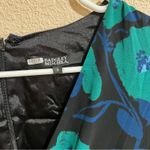 Badgley Mischka  Blue Floral Printed Wrap Draped Dress Photo 7