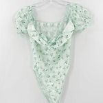SheIn  Mint Floral Lace Off Shoulder Dainty One Piece Lingerie Bodysuit Medium Photo 0