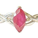 Ruby Women’s .75ct Marquise Cut Synthetic  Ring 10k White Gold Diamond Accents 7 Photo 0