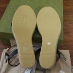 Gucci Aitana Black Leather GG Marmont Wedge Espadrille Sandals Size 40.5 Photo 12