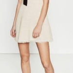 ZARA  Cream Tweed Sleeveless Dress with Black Bow Photo 0