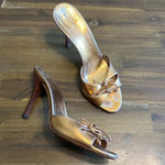 Gucci Metallic Copper Gold Double Bow Open Toe Sandals Heels Party Vintage 6 Photo 1