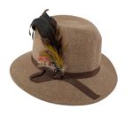 Vintage Knox Custom Felt Fedora Hat with Feather Accent Tan Wool Made in USA Photo 5