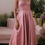 Sau Lee Ada Formal Maxi Gown in Pink Gold Floral Jacquard Size 14 Photo 0
