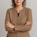 St. John Collection  Women's Brown White Tweed Knit Sweater Jacket Size 10 Photo 0