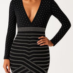 NWT Miss Circle NY Black Rhinestone Bodycon Designer Luxury Club Dress XL Photo 0