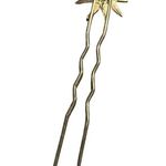 Crystal Gold Tone Celestial Starburst Bridal Hair Pin Rhinestones 5" long Photo 3