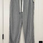 Gap Love By  Flannel Joggers Striped Drawstring High Waisted Blue Medium New Photo 1
