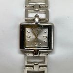 Women watch silver tone 25mm case quartz analog link bracelet size 6.5” running Photo 0
