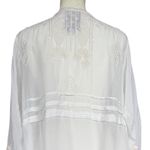 Johnny Was  White Embroidered Long Sleeve Sheer‎ Blouse Sz M Photo 8