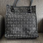 Kate Spade Classic Noel Daisy Shopper Tote Bag Jacquard Black Cream Patent Trim Photo 9