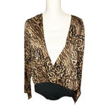 Good American Flowing Faux Wrap Front Long Sleeve Bodysuit Jaguar Womens Size 1 Photo 1