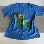 Vintage LAT Cobalt Blue Butterflies Moths Nature Boho Tee Shirt Size Small Photo 7