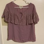 Wishful park  L women’s Mauve Lace Ruffle Blouse Photo 0