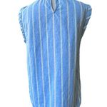 Draper James Popover Blue Oxford Stripe Cotton Chambray Sleeveless Top Small Photo 1