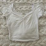 Brandy Melville Brandy White Ripped crop Top  Photo 0