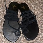 Lulus Womens New  Taylen Black Suede Leather Flat Lace Up Sandals Photo 2