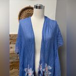 Woven Heart  blue cotton embroidered Cardigan Photo 1
