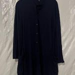Eileen Fisher  Navy Blue Button Up Shirt Size Medium Photo 0
