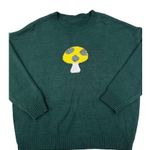 Mushroom Graphic Knit Sweater in Green and Yellow Size M Photo 1