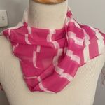 Contemporary 100% Silk Scarf Watermelon Pink & White Stripe 60” x 25” Photo 1