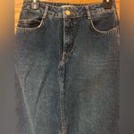 ZARA 70s Blue Cotton Denim Jean Front Vent Midi Skirt Size Small Photo 3