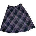 VINTAGE 90s Wool Plaid Midi Flare Skirt Black Size L Photo 2