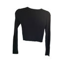 Brandy Melville Women's  Black Ribbed Long Sleeve Crop Top Juniors S Photo 8