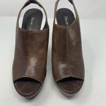 Elizabeth and James Elizabeth & James Strut Brown Leather Platform Wedges Size 9.5B Photo 1