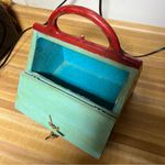 Vintage 60s wooden box purse general store cottage scene Red and Beige Photo 6