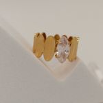 Gold adjustable ring with high quality zirconia Photo 7