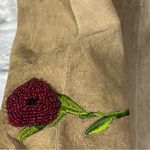 Rare Vintage Joseph Atelier Walker XS Brown Suede Pencil Skirt beaded flowers Photo 5