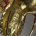 11198 Red Enamel Gold Tone Brooch Pin Photo 2