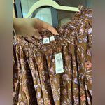 Gap New  block print blouse ruffle off shoulder scoop neck top short puff sleeve Photo 2