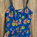 Abercrombie & Fitch Blue Floral Cotton Button Down Tank Top Large NWT Photo 0