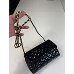 La Regale LTD Quilted Black Patent Clutch Handbag Chain Crossbody Purse Black Photo 6