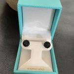 14 k gold 9 ct Crystal Fireball Disco Ball Earrings With Box By Sophia Lee Stud CZ Gemstone Black minimalist Whimsygoth coquette Photo 0