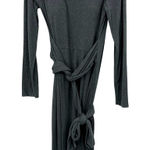 Soma  Size Large Long Sleeve High Neck Midi Maxi Dress Gray Built in Bra w Belt Photo 0