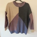 Entro  Color-Block Boho Long Sleeve Crew Neck Sweater Top size large Photo 0