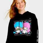 Sanrio Little Twin Stars Hoodie Black M Pullover Graphic Sweatshirt Kuromi Lt Academia Photo 0