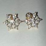 None Elegant Gold Tone CZ Rhinestone Boho Snowflake Earrings Photo 1