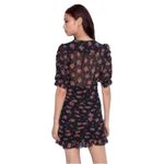ZARA  Floral Ruched Mini Dress Mesh Ruffle Plunge V-Neck Puff Sleeve Size Small Photo 2